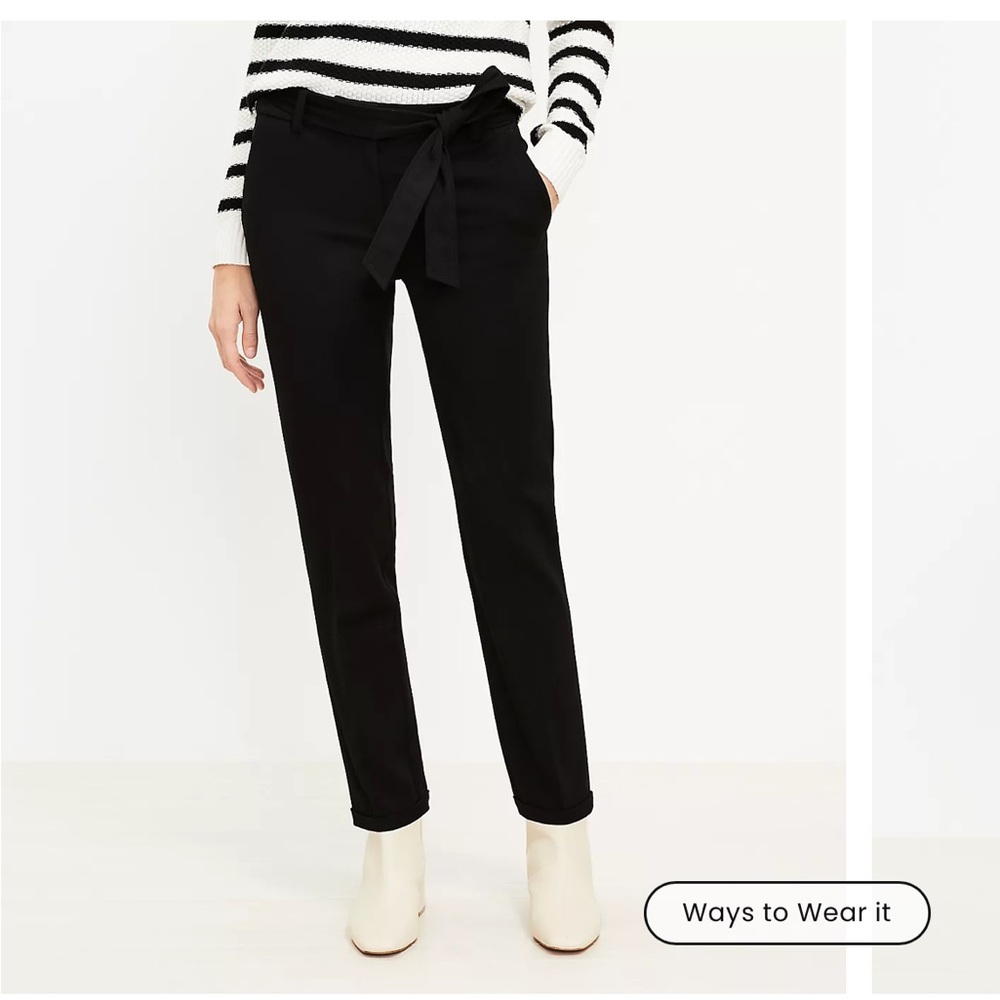 LOFT Devin Tie Waist Slim Pants - Picture 7 of 7
